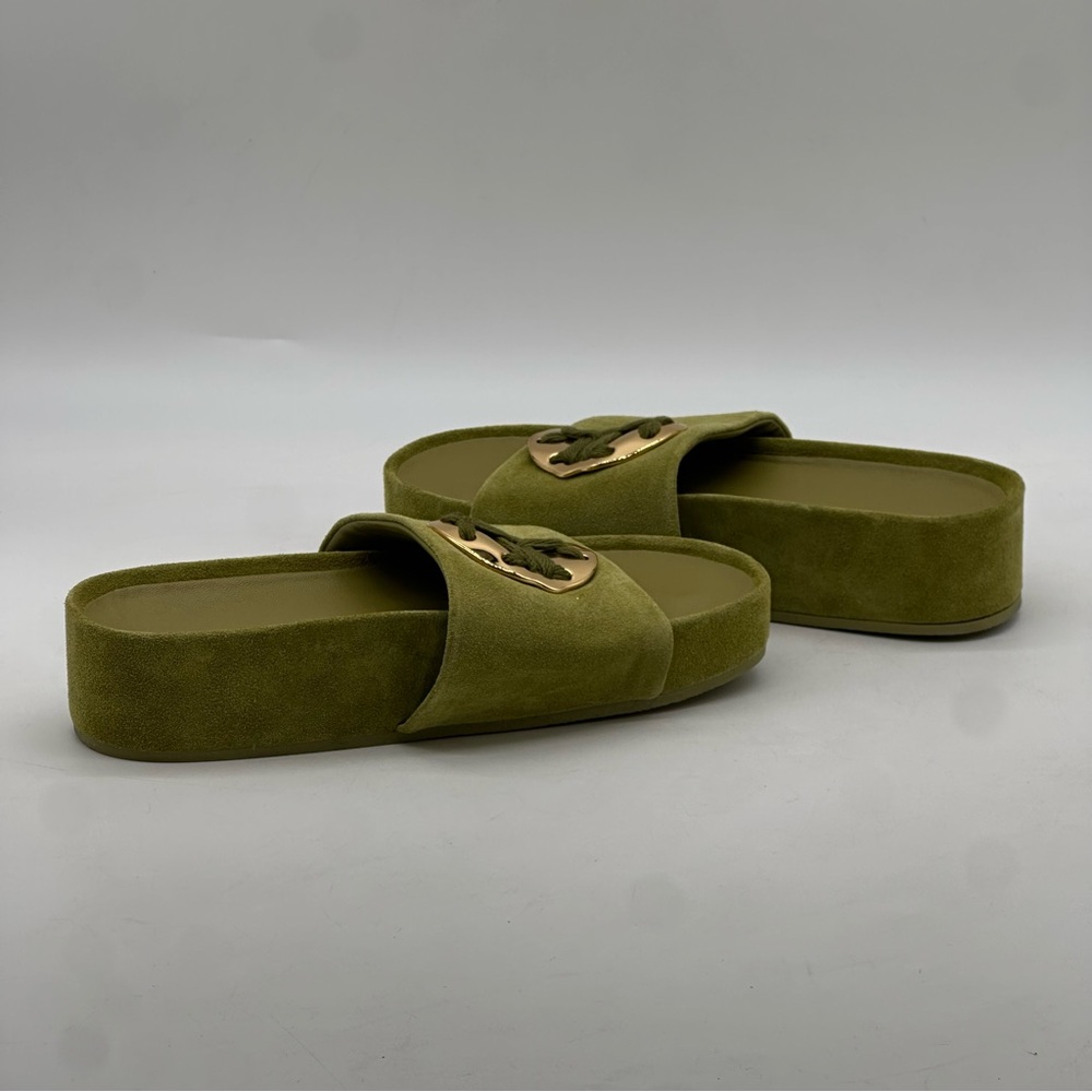 Tory Burch Woven Double T Suede Platform Sandals. Size 9 - Picture 9 of 10